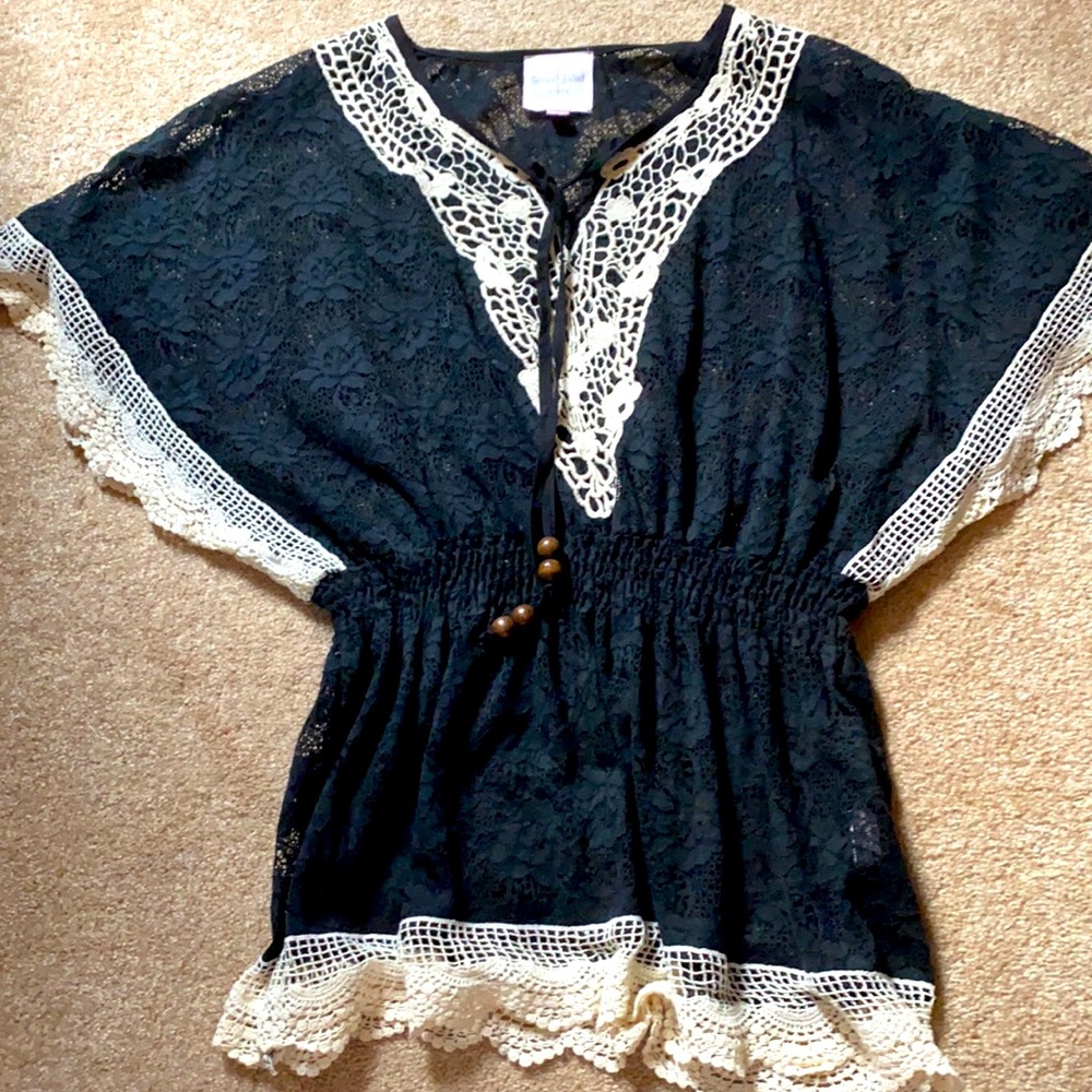 Sheer black lace top